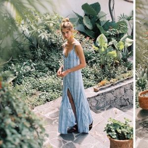 YIREH indigo shibori maxi dress NWT